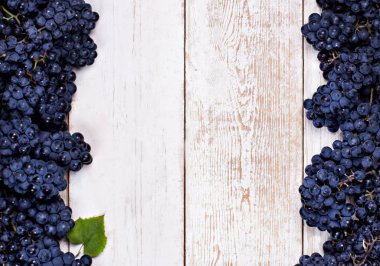 Beyaz eski kurullarında mavi üzüm.