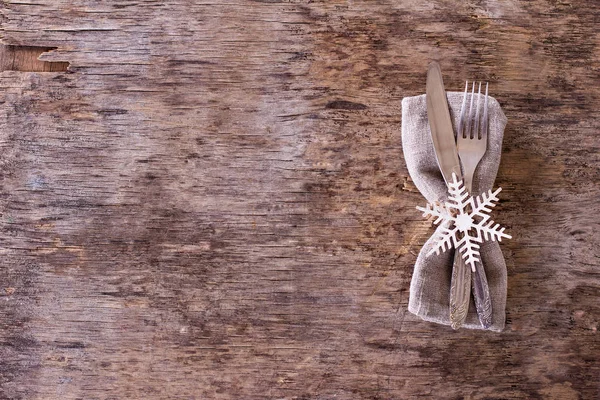 Conjunto de mesa com um inverno, decoração de Natal — Fotografia de Stock