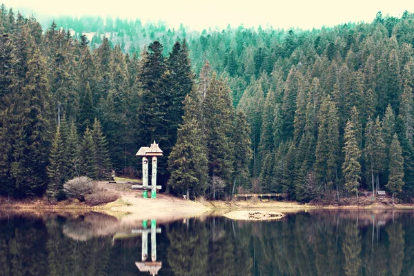 A beautiful mountain lake. The lake in the Carpathians. Lake Synevyr. — Stock Photo, Image