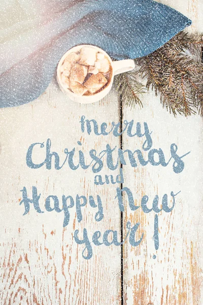 Tarjeta de felicitación festiva Feliz Navidad y Feliz Año Nuevo — Foto de Stock