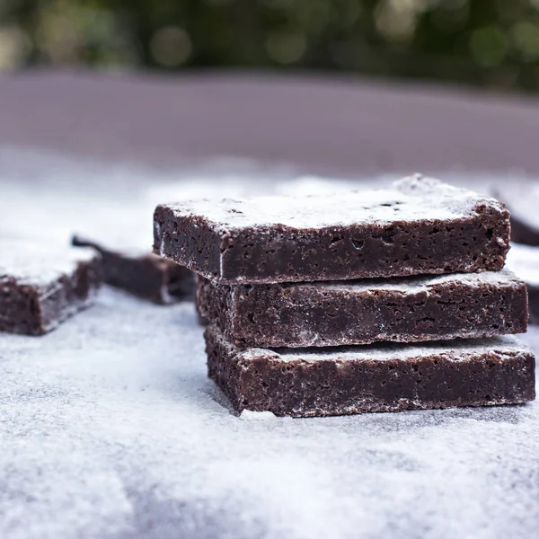 Čokoládový koláč. Domácí čokoládové brownies. — Stock fotografie