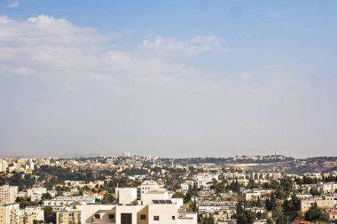 Kudüs manzarası. Panorama, eski şehrin güzel manzarası.