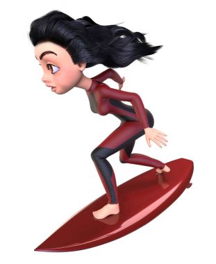 Sörf tahtası üzerinde kız