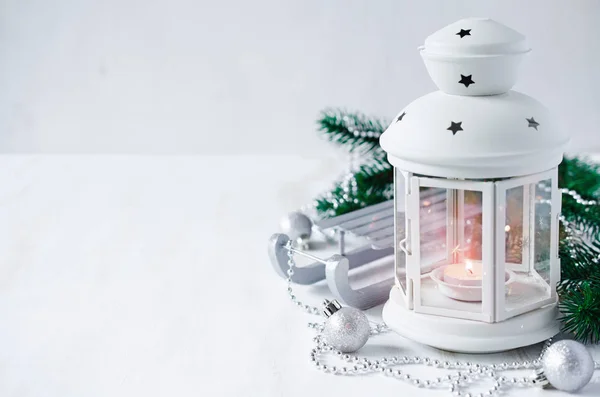 Christmas lantern. Magic lightning background. — Stock Photo, Image