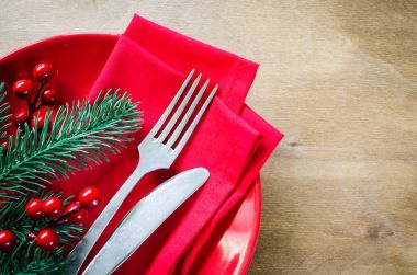 Noel arifesi için Festival Tablo ayarı.