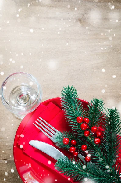 Ajuste de mesa festivo para vacaciones de Navidad . — Foto de Stock