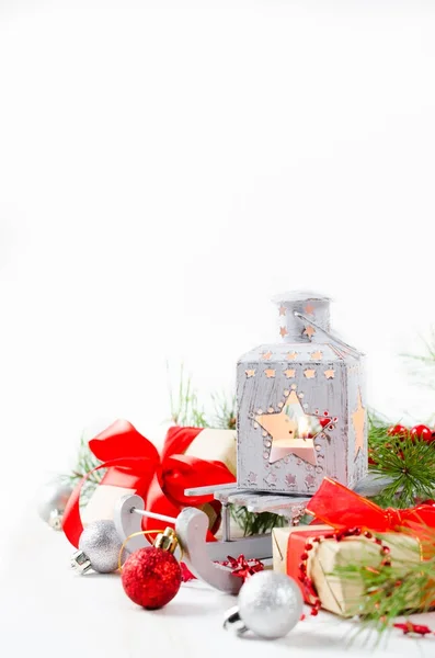 Linterna de Navidad. Fondo relámpago mágico . —  Fotos de Stock