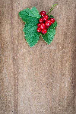 ahşap zemin üzerinde organik kırmızı kuş üzümü.