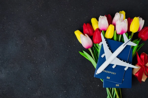 Vakantie reisplanning. Wenskaart voor Valentijnsdag of Vrouwendag. — Stockfoto