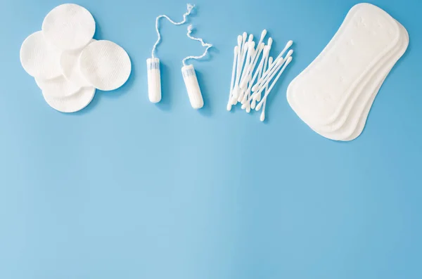 Feminine Hygiene Accessories Concept Feminine Hygiene Menstruation Sanitary Pad Tampons — Stock Photo, Image