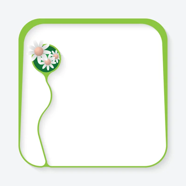 Caja verde para llenar su texto y flores — Archivo Imágenes Vectoriales