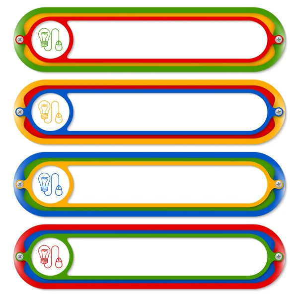 Quatro quadros coloridos para qualquer texto com símbolo de ideia — Vetor de Stock