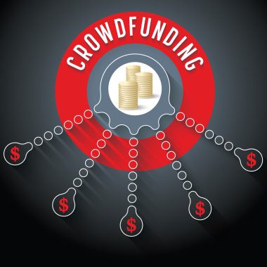 Vektör dairesel nesneyle Tema Crowd finansman