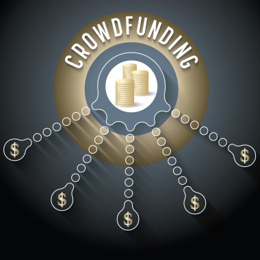 Vektör dairesel nesneyle Tema Crowd finansman