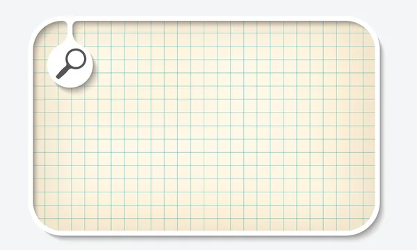 Text box for fill your text with graph paper and magnifier — ストックベクタ