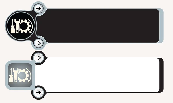 Twee abstracte dozen voor uw tekst dankzij tools symbool — Stockvector