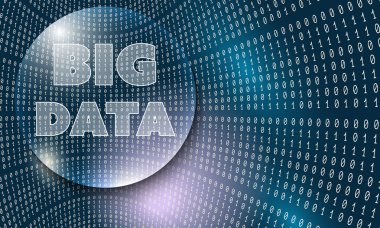 Fütüristik arka plan ve ikili kod ve büyük sözler