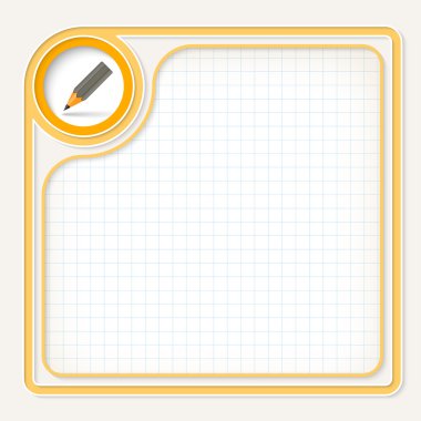 Sarı metin çerçevesini grafik kağıt ve kalem ile metin için