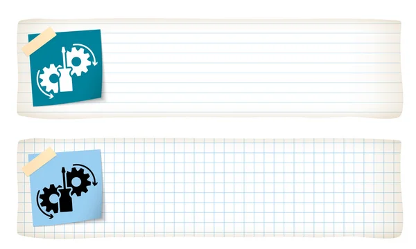 Dva bannery s linkovaný papír, milimetrový papír a ikonu nástroje — Stockový vektor