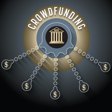 Vektör dairesel nesneyle Tema Crowd finansman