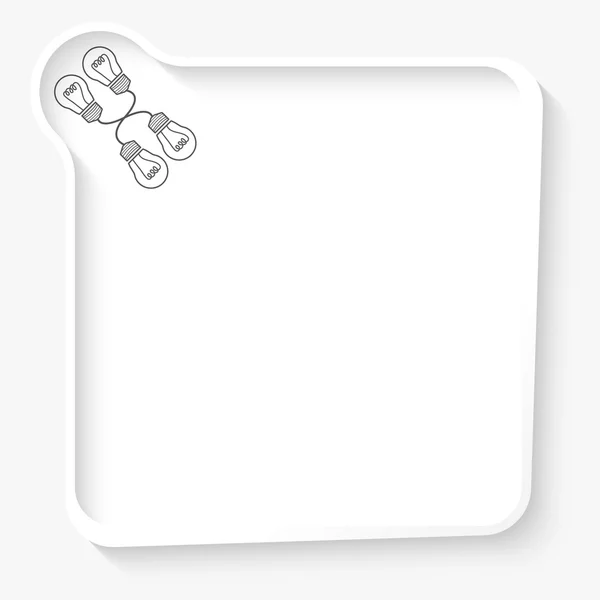 Caja blanca para su símbolo de texto y bombilla — Archivo Imágenes Vectoriales