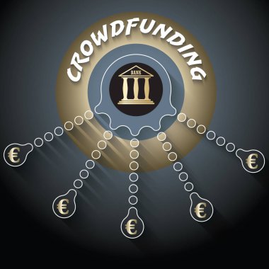 Vektör dairesel nesneyle Tema Crowd finansman
