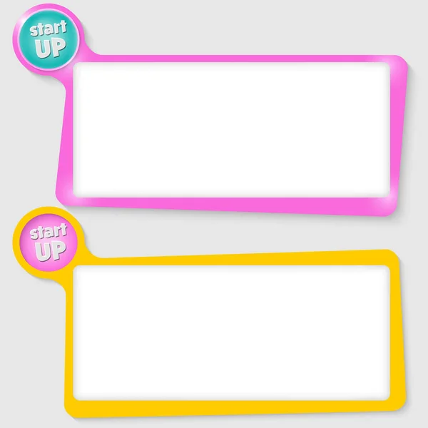 Set of two text boxes for your text and the words start up — Stock Vector