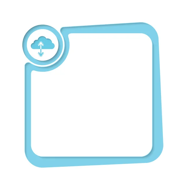 Blauwe tekstframe voor het pictogram van uw tekst en cloud — Stockvector