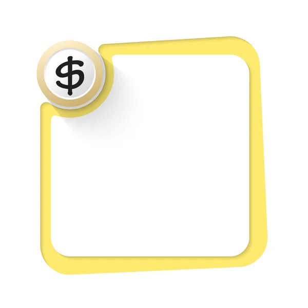 Moldura amarela com círculo dourado e símbolo de dólar — Vetor de Stock