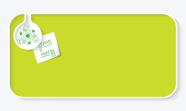 Eenvoudige groene tekst vogelhuisje voor uw tekst en groene energie-symbool — Stockvector