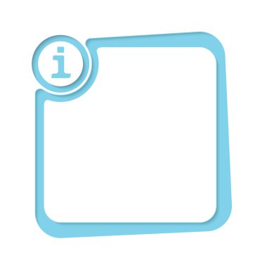 Mavi metin çerçevesi için metin ve bilgi simgesi