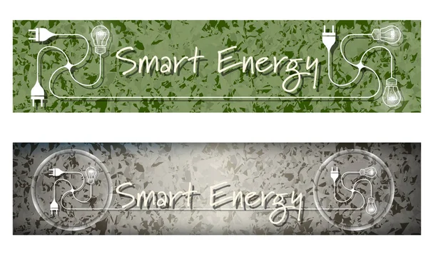 Conjunto de dois banners com padrão de mármore e as palavras energ inteligente —  Vetores de Stock
