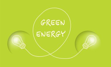 İki ampul ve kelimeler yeşil enerji