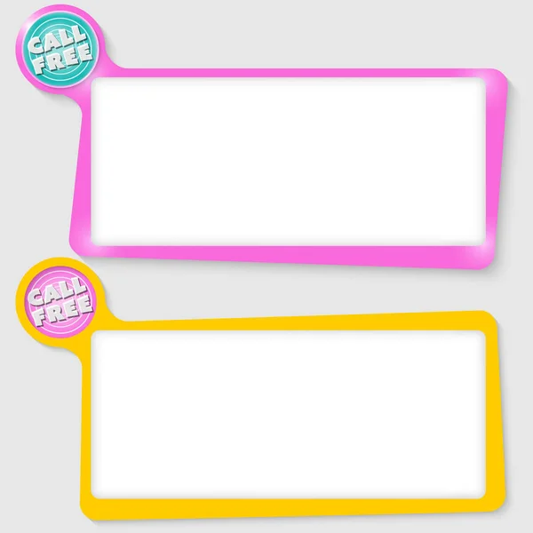 Set of two text boxes for your text and the words call free — Stock Vector