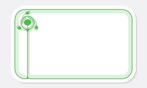 Weißes Textfeld zum Ausfüllen des Textes und des grünen Energiesymbols — Stockvektor