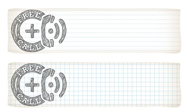 Two banners with lined paper, graph paper and hand writen free c — Stock Vector