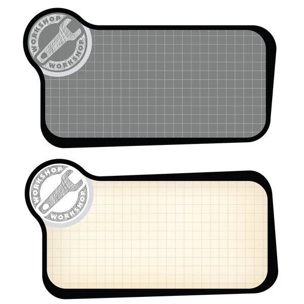 Set of two vector text frames and graph paper and hand written w — Stock Vector