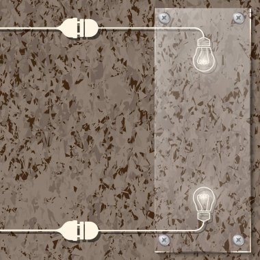 Arka plan cam panel ve ampul simgesi olan mermer