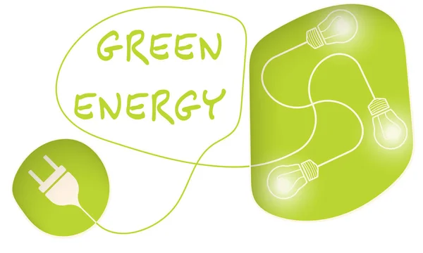 Vector bulbs and the words green energy — Stock Vector