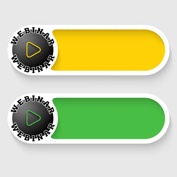 Set of two vector abstract buttons and webinar icon — Stock Vector