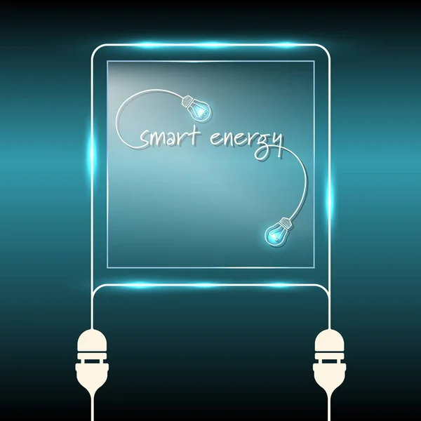 Background with glass panel and the words smart energy — Stock Vector