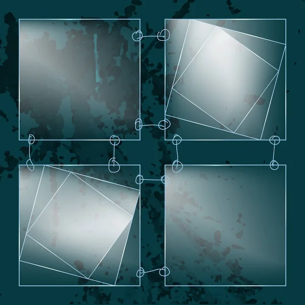 Four abstract transparent glass squares — Stock Vector