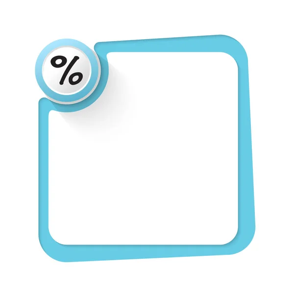 Blauw frame met gouden cirkel en procentsymbool — Stockvector