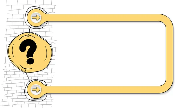 Žlutý rámeček pro text a rukou psané otazník — Stockový vektor