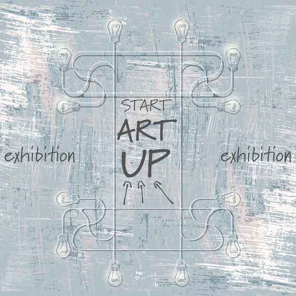 Fondo abstracto y símbolos conectados con el tema del arte — Vector de stock