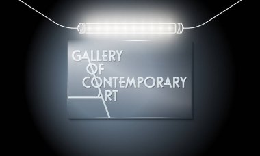 Cam panel ile çağdaş sanat ve ışık kelime Galeri