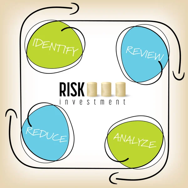 4 手のリスク投資をテーマに書かれた色付きのオブジェクト — ストックベクタ