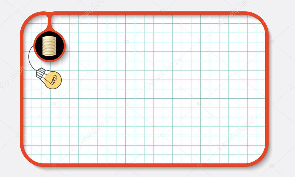 Text box for fill your text with graph paper and golden coin