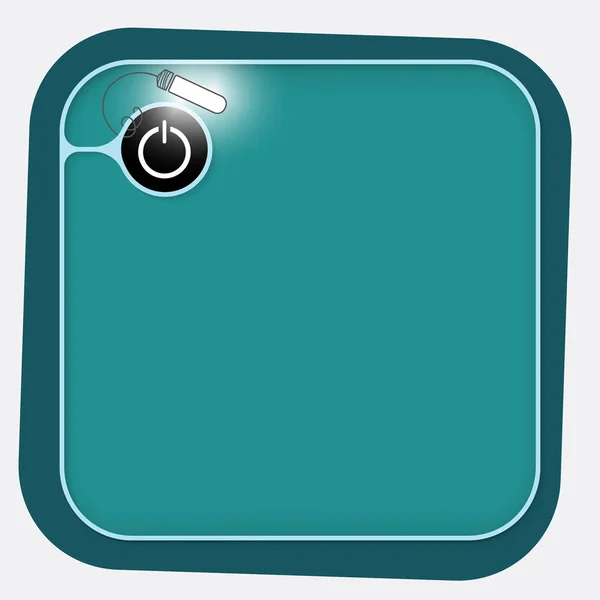 Cadre vert vectoriel et bouton d'alimentation avec éclairage — Image vectorielle