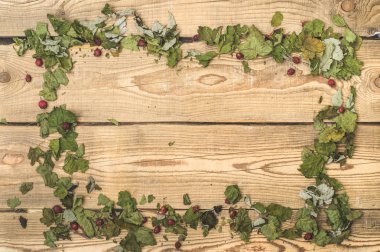 sonbahar düşen yapraklar çerçevenin Üstten Görünüm 